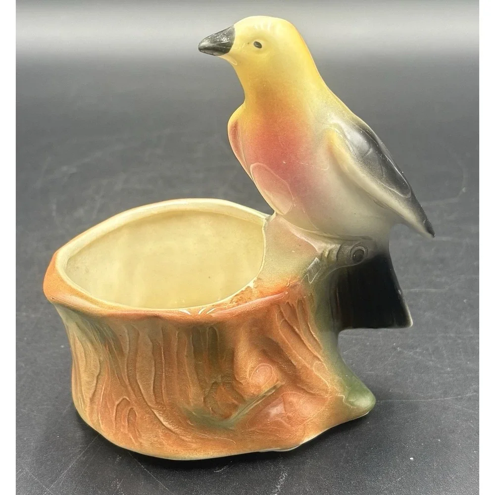 Lot of 5 Vtg Bird Figurine Planters Vases With Fully Painted Beaks